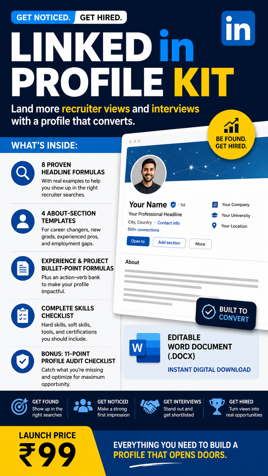 LinkedIn Optimization Kit for Job Seekers — Headline Formulas, About Templates & Skills Checklist